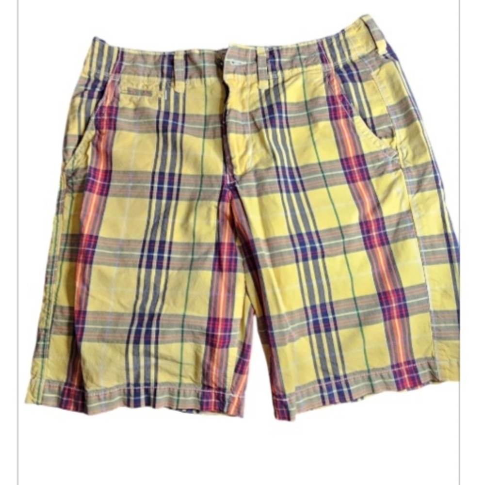 American Eagle Shorts Mens Size 32 Yellow Multi  Plaid Classic Length Y2…